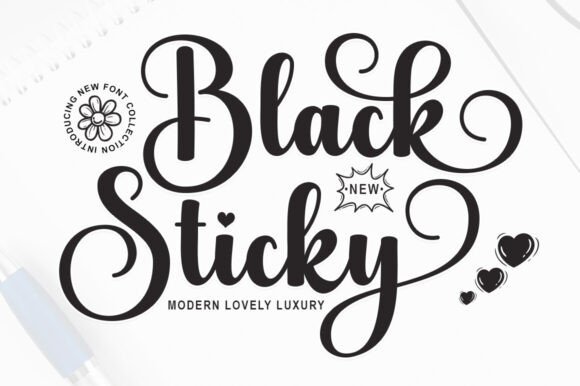 Black Sticky: Elevate Your Design with Elegant Script Typography